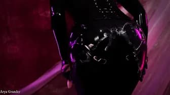 Pvc latex bondage with food fetisch and kinky talk cuckold