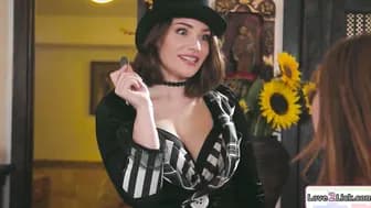 Gigantic titties dark haired sex toys and finger fuck her stepbrothers lover twat
