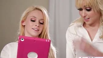 two curious blonde schoolgirls have lesbo sex and gotten rimmed