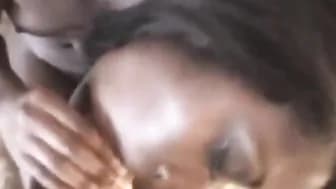 African sexy blows on kinky white penis