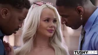 TUSHY Slender Elsa fulfills her anal 3 way fantasy