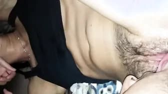 licking close up bushy dark haired eighteen before she riding