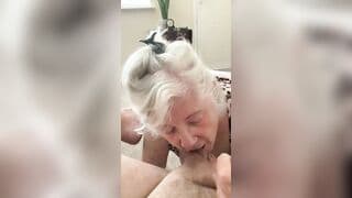 UK top grandmother blows her studs penis