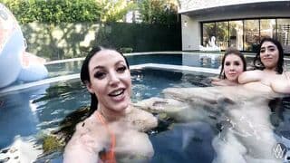 ANGELA WHITE - Big Boobed Bikini Three-Way with Violet Myers and