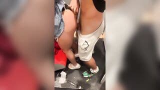 Young Russian hotwife into shopping center